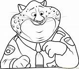 Coloring Clawhauser Zootopia Pages Officer Coloringpages101 Color Online sketch template