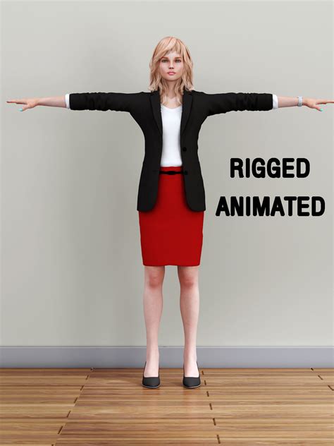 rigged business woman walking 3d asset cgtrader