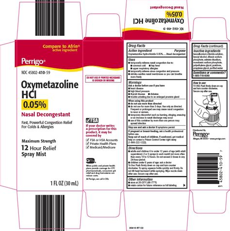 Perrigo Oxymetazoline Hcl 0 05 Drug Facts