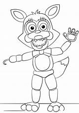 Coloring Nights Foxy Five Pages Funtime Freddys Freddy Fnaf Printable Sheet Cool sketch template