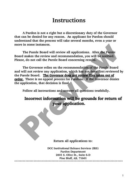 arkansas pardon application pardon letter  felony  legal forms