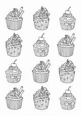 Coloring Yum Pages Easy Cup Cakes Adult Celine Colors Many sketch template