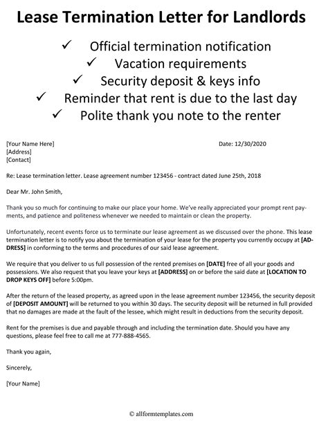 lease termination letter  form templates