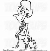 Walking Cartoon Attendant Suitcase Rolling Flight Outline Female Ron Leishman Protected Law Copyright May sketch template