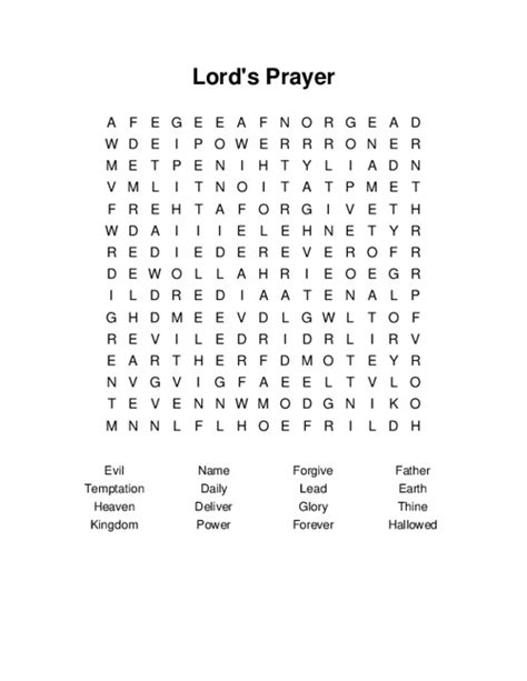 lords prayer word search