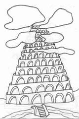 Babel Tower Coloring Drawings sketch template