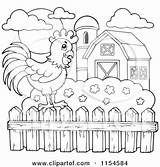 Farm Clipart Fence Rooster Outlined Cartoon Visekart Royalty Animals Vector Coloring Illustration 2021 Template Clipartof sketch template