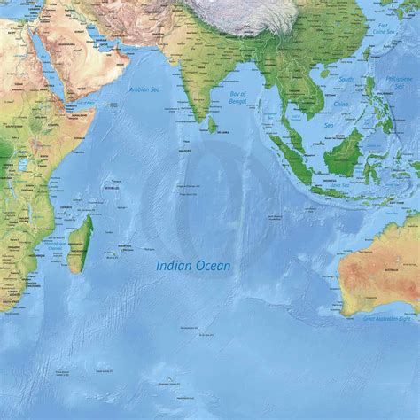 vector map   indian ocean political  shaded relief  stop map