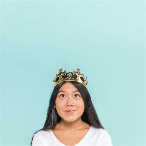woman wearing  crown  copy space photo