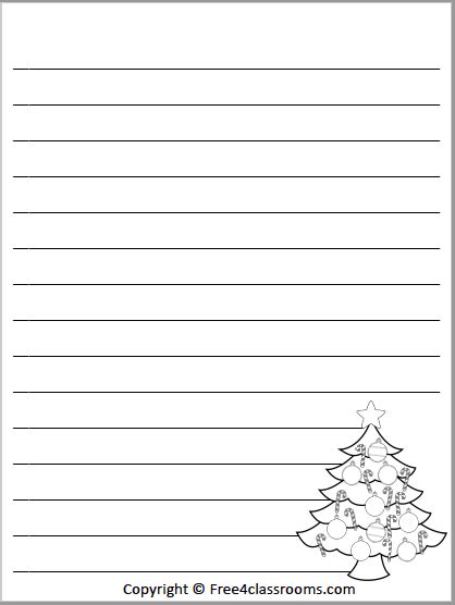 christmas tree writing paper  worksheets freeclassrooms