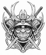 Tattoo Samurai Japanese Designs Drawing Tattoos Behance Helmet Maske Blackout Bushido sketch template