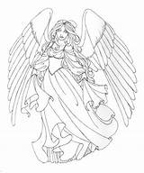 Coloring Angel Pages Beautiful Printable Adults Detailed Angels Fantasy Adult Color Tattoo Kids Coloring4free Colouring Anime Girl Christmas Drawing Female sketch template
