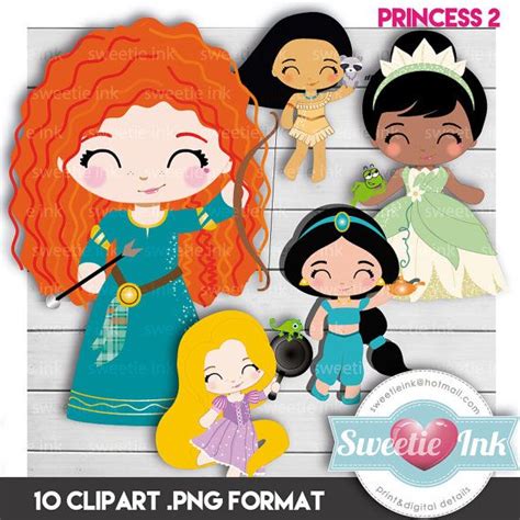 princess clipart digital pocahontas jasmine merida tiana rapunzel clipart princesas y fondo