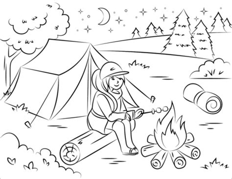 girl camping coloring page  printable coloring pages  kids