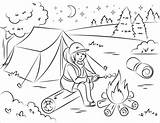 Coloring Camping Campfire Girl Marshmallow Roasting Pages Clipart Over Printable Kids Summer Girls Adult Hiking Sheets Categories A4 Visit Cartoons sketch template