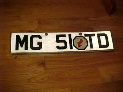 original mg td license plate original rare  res antique