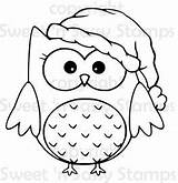 Owl Christmas Santa Stamps Digital Fun Coloring Drawing Pages Stamp Buhos Dibujos Owls Cute Sentiments Sassy Sweet Color Clip Paper sketch template