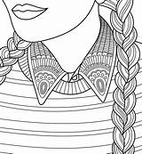 Braided Girly Plaits Goth sketch template