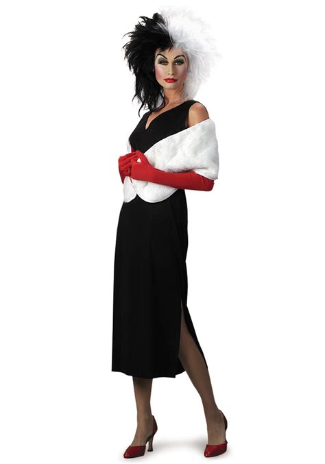 Fashion Cruella Deville Costume Adult Halloween Fancy Dress Specialty