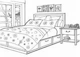 Coloring Bedroom Colouring Bed Pages Clipart Interior Provence Style Printable Room Drawing Dining sketch template