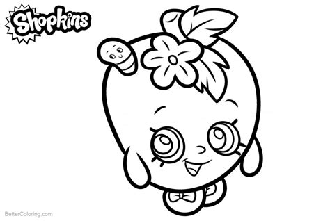 shopkins coloring pages apple blossom lineart  printable coloring