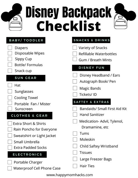 ultimate disney packing checklist   park bag