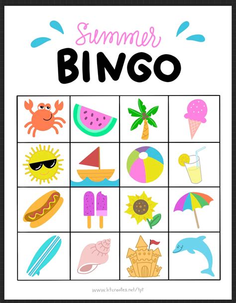summer bingo sheets set   etsy