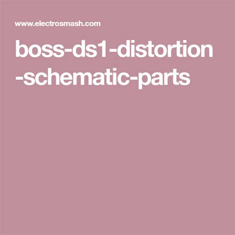 boss ds distortion schematic parts