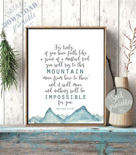 Matthew 17 20 Bible Verse Prints Bible Printable Bible Etsy