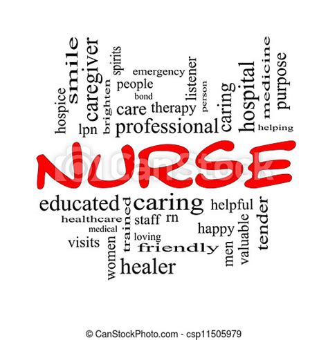 Stock Illustrations Of Nurse Word Cloud Concept In Red