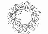 Wreath Holly Christmas sketch template