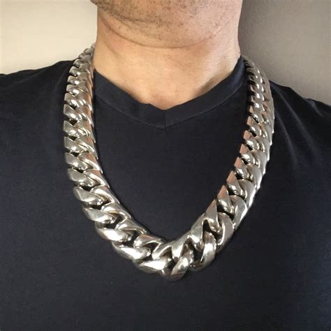 mm real cuban link heavy mens necklace silverwownet silverwow