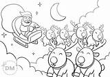 Ausmalbilder Reindeer Weihnachtsmann Rentier Schlitten Rentieren Malvorlagen Ausdrucken Weihnachts Sind sketch template