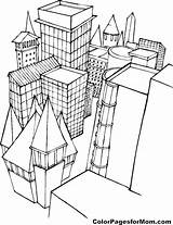Building Coloring Pages Skyline York Empire State Apartment Top City Getcolorings Community sketch template