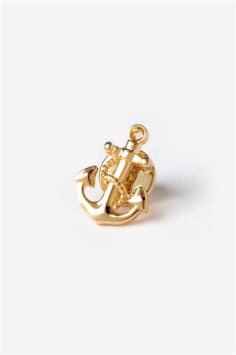 Gold Metal Anchor With Rope Lapel Pin