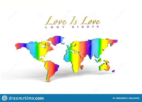 3d Illustration Of World Map In Lgbt Colors Stock Image Image Of