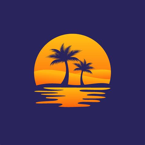 island logo design  coconut trees  sunset  vector art