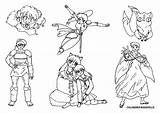 Inuyasha Coloring Pages Miroku Sango Kagome Shippo Characters sketch template
