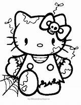 Coloring Halloween Pages Cute Kitty Hello Zombie Kids Colouring Colorings Printable Cat Fun Spooky Sheets Print Line Drawing Sanrio Drawings sketch template