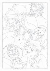 Moving Castle Howl Line Ghibli Howls Coloring Pages Choose Board sketch template