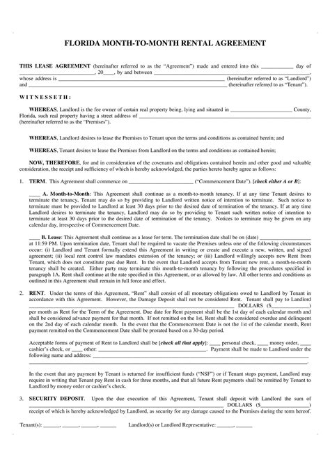 fillable florida lease agreement form  templates