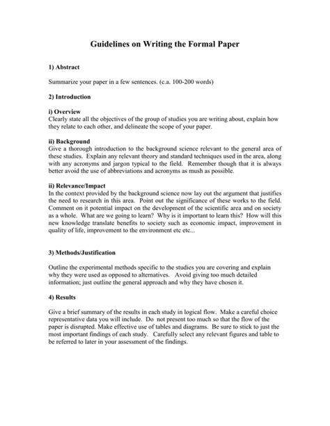 guidelines  writing  formal paper