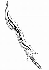 Sword Drawing Cool Draw Line Fantasy Clipart Knife Swords Drawings Pedang Coloring Step Cute Sketch Cartoon Vector Leaf Transparent Dagger sketch template