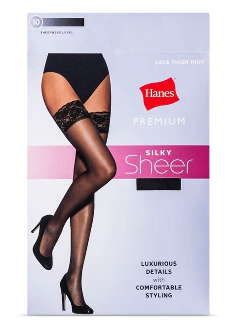 Hanes Solutions Womens Sheer Thigh Highs Black M