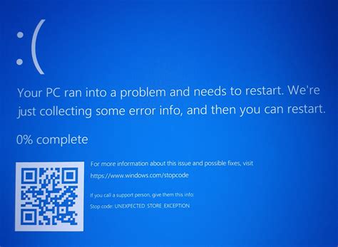 unexpected store exception blue screen bsod windows 10