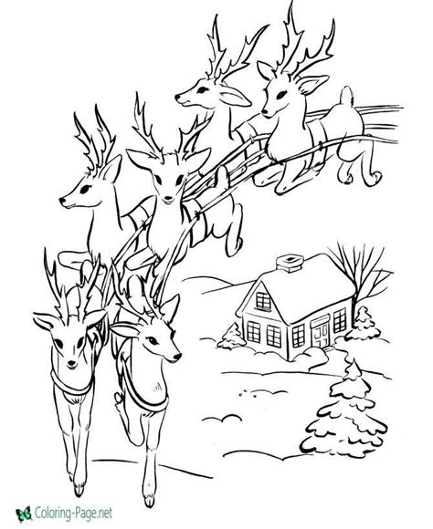 santa  reindeer coloring pages