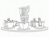 Coloring Tea Pages Party Cups Children Popular Index sketch template