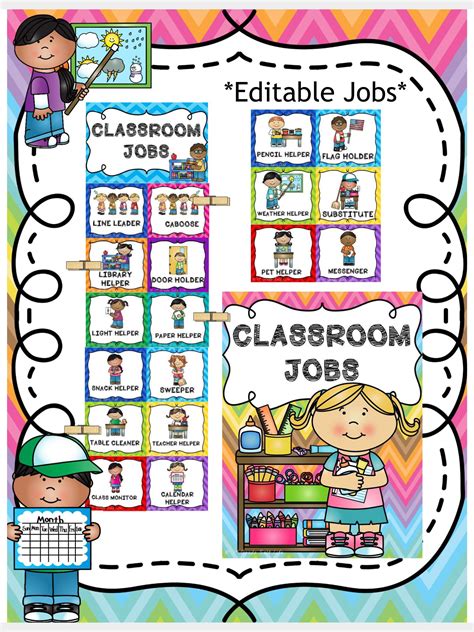 classroom jobs clip chart   school classroom jobs preschool