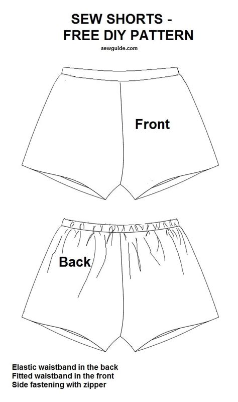 printable simple shorts pattern   printable templates