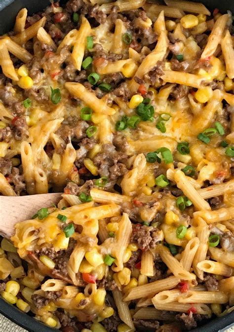minutes  pan bbq beef pasta skillet   family